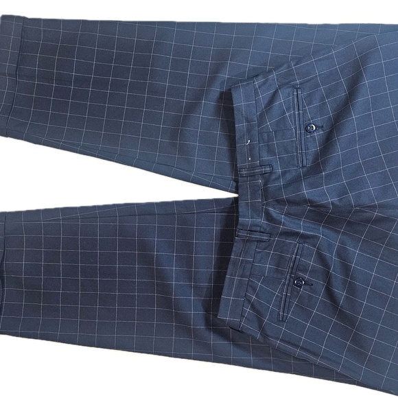Tommy Hilfiger Pants Mens 36x30 Navy Blue Check Plaid Pleat Front Dress Trousers - Picture 7 of 7